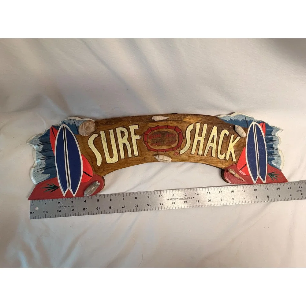 Ron Jon Surf Shop Surf Shack Wood Wall Sign Seashells Beach Decor 21 Inch